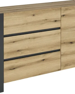 Comoda Combo 1300x788x421 Gri grafit/Stejar