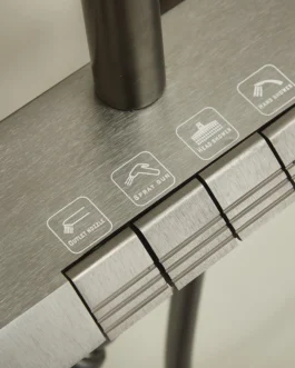 Coloană de duș piano style Mona C-0 Gun Grey, 4 functii, dus fix tip ploaie, para dus mobila, baterie dus, reglabila
